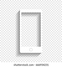 Abstract style modern gadget with blank screen. Template for any content. Vector. White icon with soft shadow on transparent background.