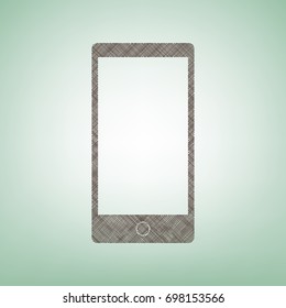 Abstract style modern gadget with blank screen. Template for any content. Vector. Brown flax icon on green background with light spot at the center.