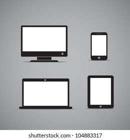 Abstract style modern gadgets with blank screen. Template for any content