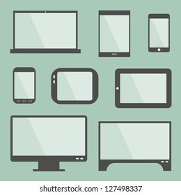 Abstract style modern gadgets with blank screen. Template for any content