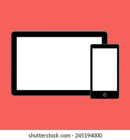Abstract style modern gadgets with blank screen. Template for any content