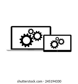 Abstract style modern gadgets with blank screen. Template for any content