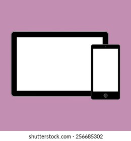 Abstract style modern gadgets with blank screen. Template for any content