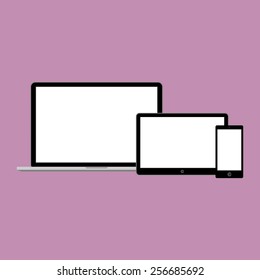 Abstract style modern gadgets with blank screen. Template for any content
