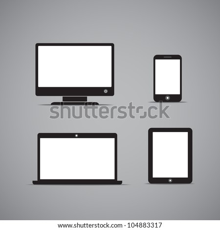 Abstract style modern gadgets with blank screen. Template for any content