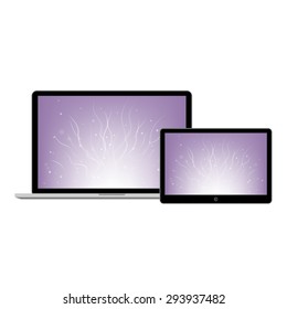 Abstract style modern gadgets isolated on the white background.