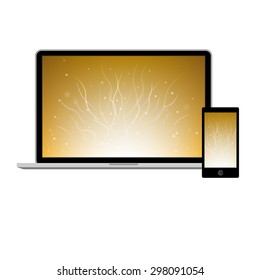 Abstract style modern gadgets isolated on the white background.