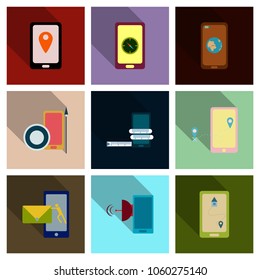 Abstract style modern and vintage mobile gadgets