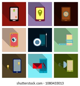 Abstract style modern and vintage mobile gadgets