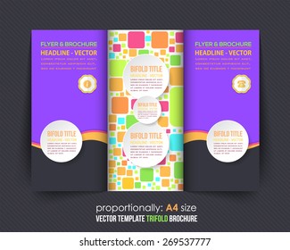 Abstract Style Multicolor Elements Business Concept Tri-fold Design and Brochure, Catalog Vector Template 