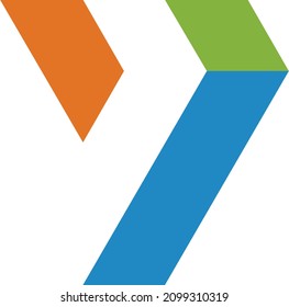 abstract style negative space letter V logo