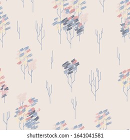 Abstract style paint forest seamless pattern