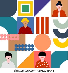 abstract style people character illustration showing differences but still united