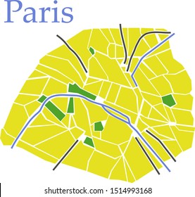 Abstract style plan of Central Paris vector illustration
