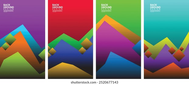 abstract style with pointed shapes resembling mountains accompanied by many colors in one design
