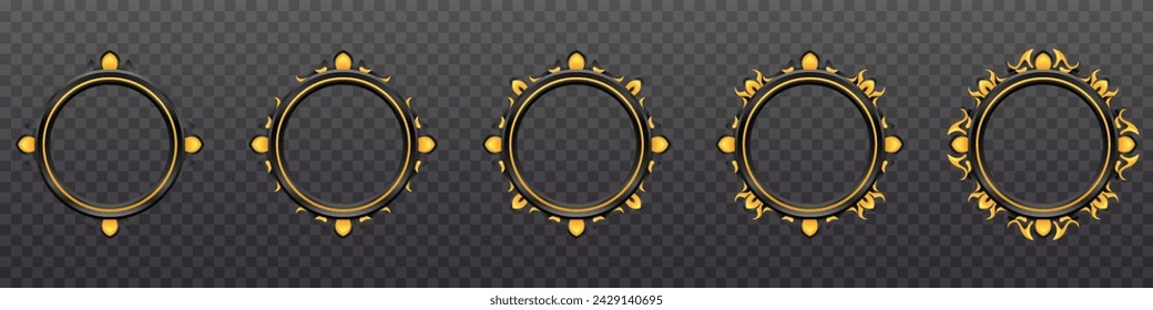 Abstract Style Round Shape Game Avatar Frames with Black and Yellow Border for Game UI Designs