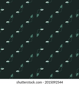 Abstract style seamless nature pattern with small poppy bud silhouettes. Flowers print. Dark green background. Stock illustration. Vector design for textile, fabric, giftwrap, wallpapers.