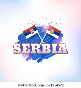 Abstract Style Serbian Flag Colors and Greeting Card, Vector Background, Badges Template