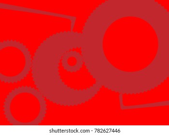 An abstract style set of red gears over a red background
