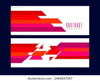 Abstract Style Social Media Banner or Header Design Set for Advertising.