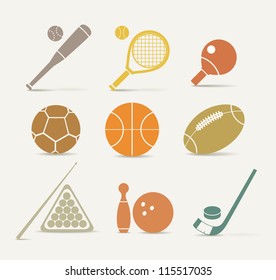 Abstract Style Sports Equipment Icons