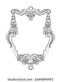 Abstract style swirl frame decorative design element, border. Engraving retro ornament. Vintage baroque and filigree wedding scroll art. Vector illustration for wedding, decoration, cards, invitation