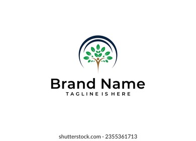 logotipo vectorial de personas de árbol de estilo abstracto