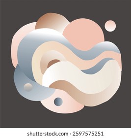 Abstract style vector with soft organic composition. The design consists of overlapping curved shapes, creating an effect of fluidity and balance