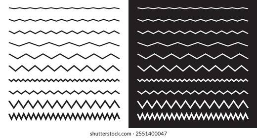 Abstract style zigzag lines. zigzag lines pattern on black. Wave line ,wavy pattern and squiggly horizontal curvy lines. Vector illustration.