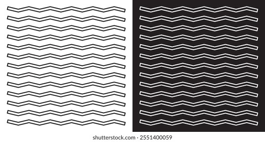 Abstract style zigzag lines. zigzag lines pattern on black. Wave line ,wavy pattern and squiggly horizontal curvy lines. Vector illustration.