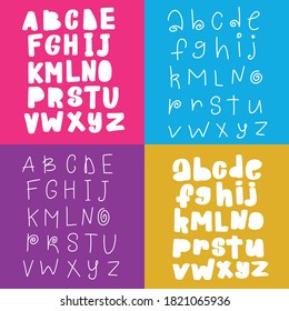 Abstract stylish alphabet in scandinavian style. Creative Kids font. Great for education, home decor. It Be used for funny t-shirt quotes,poster,cards and kids fashion prints. Vector Illustration