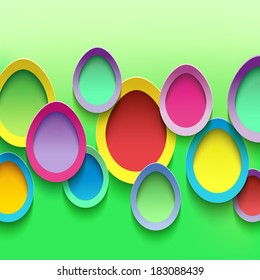 Abstract stylish background with colorful cut paper 3d Easter eggs. Easter card with Easter eggs. Beautiful trendy Easter background. Vector illustration