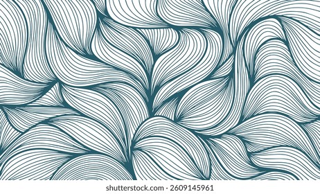 abstract stylish background consisting of many lines in dark blue on a white backdrop, repeating calm line art in zentangle style
