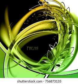 Abstract stylish background. Green vector background with sparkling fibers

