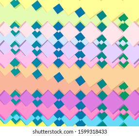 Abstract stylish background of yellow, pink, blue, beige, green geometric shapes .Vector graphic.