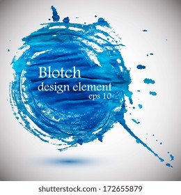 Abstract stylish blue ink blotch. Vector illustration 