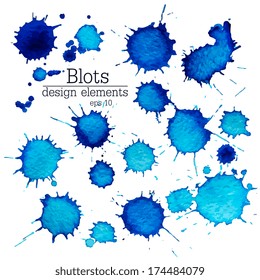 Abstract stylish blue ink blotch. Vector illustration 