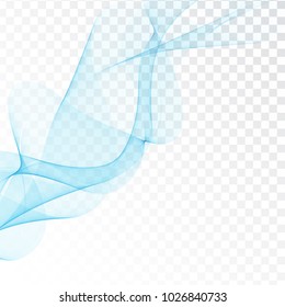 Abstract stylish blue wave design on transparent vector background