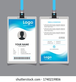 Abstract Stylish Blue White Wave Id Card Design, Professional Identity Card Template Vector for Employee and Others