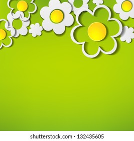 abstract stylish camomiles on a green background a vector