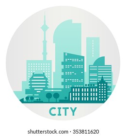 Abstract stylish cityscape circle background