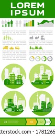 Resumen de infografías elegantes del paisaje urbano. Recopilación de elementos de infografía con elementos de la ciudad, recursos humanos y naturales y estadísticas de población.