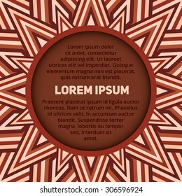 Abstract stylish dark brown round text or photo frame on decorative background of brown shades