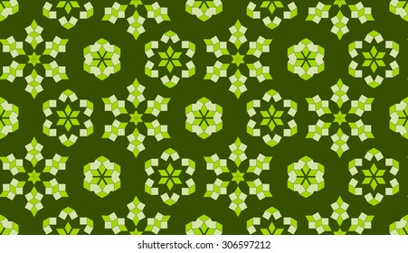 Abstract stylish decorative seamless pattern of geometrical elements in green shades
