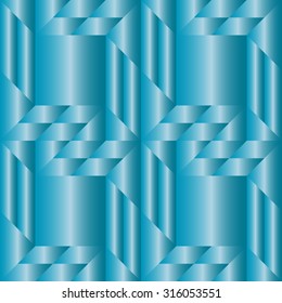 Abstract stylish decorative seamless pattern with different geometrical shapes of blue metallic gradient