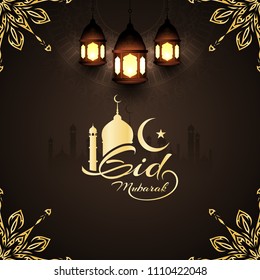 Abstract stylish Eid Mubarak religious background golden design