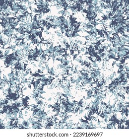 Resumen de diseño floral sin costuras sobre fondo azul oscuro texturado.