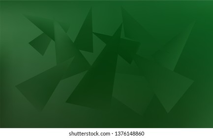 Abstract Stylish Green Background with Several Colorful Gradient Triangles. Vector illustration, EPS 10. Realistic and 3D.