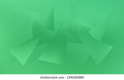 Abstract Stylish Green Background with Several Colorful Gradient Triangles. Vector illustration, EPS 10. Realistic and 3D.