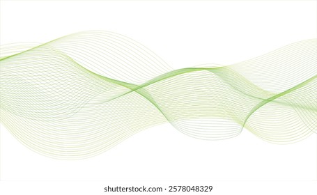 Abstract stylish green wave background. Abstract green wave curve lines designs on white background	